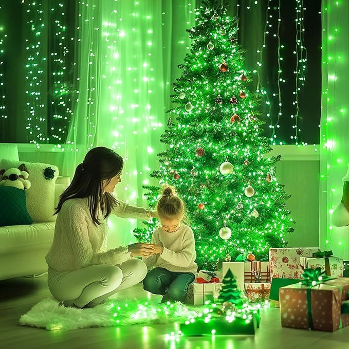 JMEXSUSS Green Christmas Lights Indoor Plug in,150 LED Connectable String Lights Outdoor, 59ft 8 Modes Green | Lumora