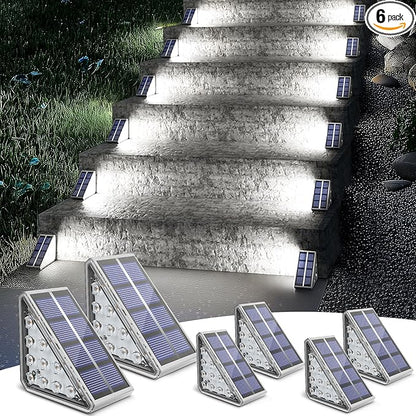 NIORSUN Solar Step Lights for Outside,6 Pack Solar Stair Lights Outdoor Waterproof IP67 Auto On Off,Solar Lights for Steps,Stair,Patio,Yard,Porch,Front Door,Sidewalk,Deck Decor,Cool White