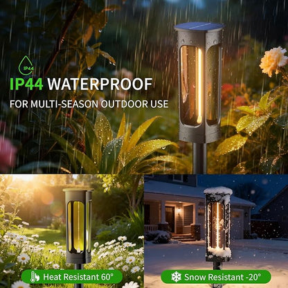 Solar Pathway Lights Outdoor 4 Pack: Solar Powered Garden Lights Waterproof 12-Hour Illumination & Longer Light Strip - Bright Landscape Path Lights for Lawn Driveway Patio Sidewalk Yard