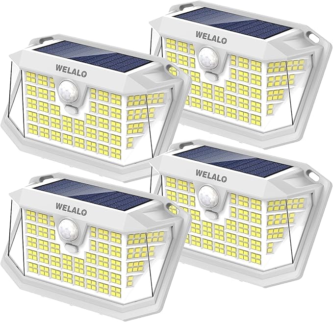WELALO 6 Pack/65 LED/3 Modes Solar Color Changing Spot Lights Outdoor, 3 Modes/4 Pack/188 LED Solar Motion Sensor Lights Outdoor