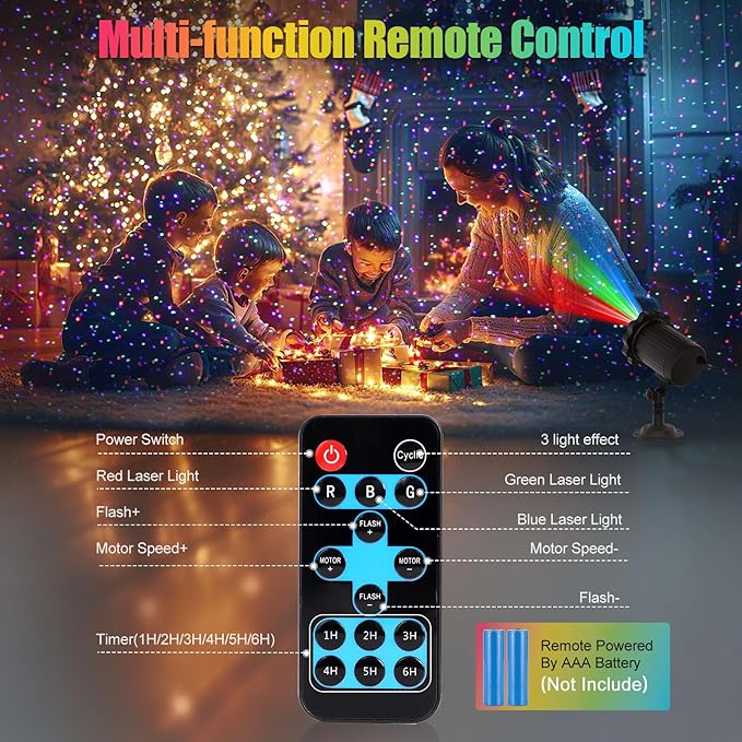 Laser Projector Firefly Lights Outdoor,12 Effect Moving RGB Lights Show Waterproof Laser Projection with RF Remote and Timer for Wedding Christmas Holiday Party Patio Garden Decor