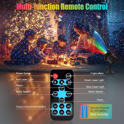 Laser Projector Firefly Lights Outdoor,12 Effect Moving RGB Lights Show Waterproof Laser Projection with RF Remote and Timer for Wedding Christmas Holiday Party Patio Garden Decor
