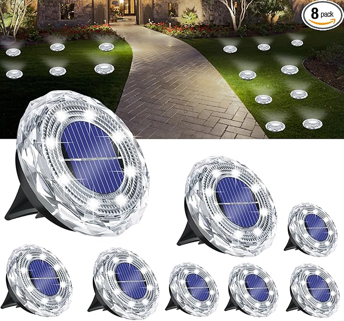 Solar Ground Light Outdoor 8 Pack Mini Solar Grounf Lights Waterproof Landscape Lighting Solar Powered Pathway | Lumora