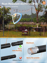 addlon 4 Pack String Light Poles Pro, Aluminum Waterproof Harder 9FT Light Poles for Outside String Lights with | Lumora
