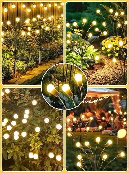 2026 Upgraded Solar Lights Outdoor, 6 Pack Solar Garden Lights with 2 Modes, Firefly Lights Outdoor Waterproof, Sway by Wind, Twinkle Firefly Light for Yard Patio Path Garden Decoration (Warm White)