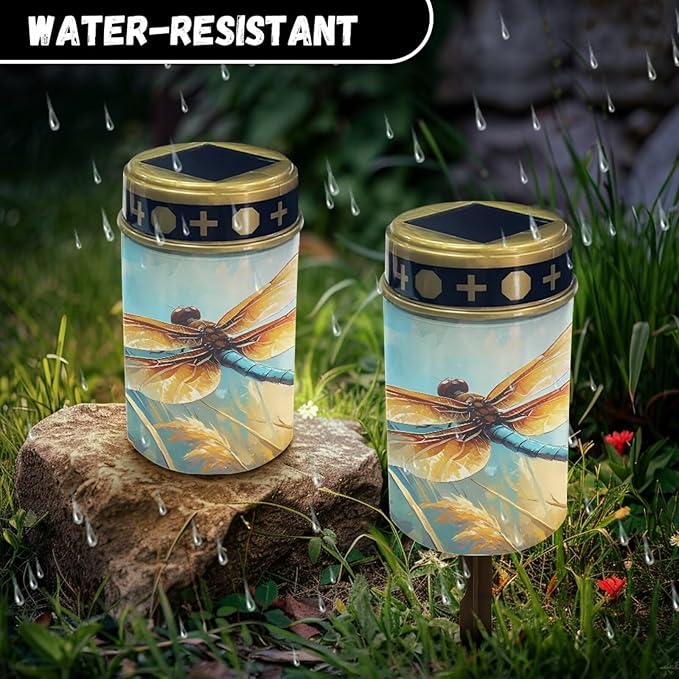 Dragonfly Print Garden Solar Outdoor Lights Eternal Light Lawn Lamp Waterproof Solar for Outside Cemetery Garden Decorations Yard Lawn Pathway Figurines