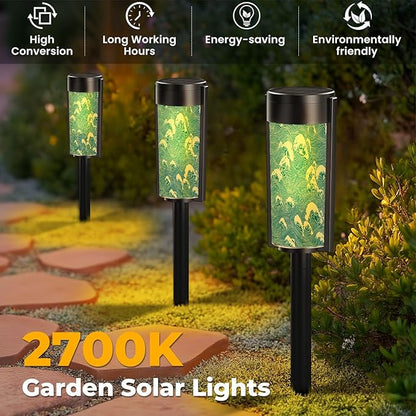 8 Pack Solar Pathway Lights Outdoor Waterproof Sea Waves Japanese Style Solar Garden Lights LED Landscape Lighting for Yard Walkway Lawn Garden Decor