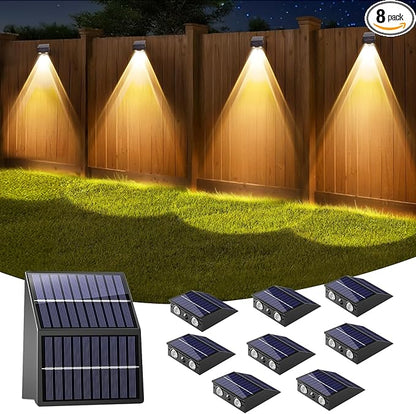 artcool Solar Fence Lights Outdoor with Dual Panels – Fence Light Solar Powered Weatherproof LED Solar Lights Outdoor for Yard,Patio,Wall,Steps-Stable Charging for All Seasons(8 Pack)