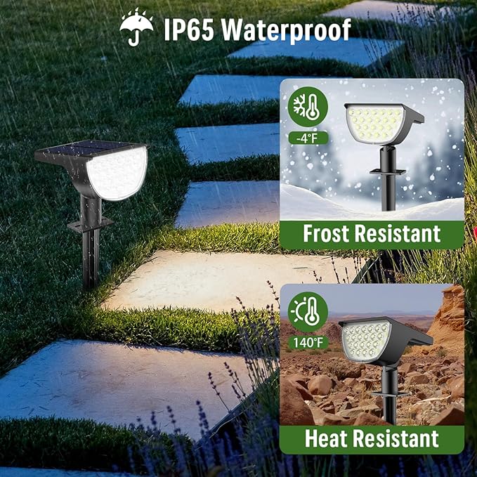 Solar Lights Outdoor Waterproof IP65, Solar Powered 76 LED 3 Lighting Modes Solar Spot Lights Outdoor for Yard | Lumora