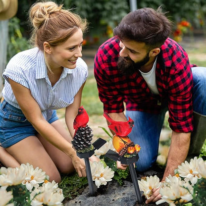 Capoda 2 Pack Solar Lights Decorative Garden Outdoor , Red Cardinal Bird Stakes for Pathway Yard Lawn, Waterproof Resin Figurine Memorial Sympathy Gifts for Mom Women, Cemetery Grave Decorations