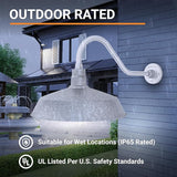 17in. Galvanized Finish Outdoor Gooseneck Barn Light Fixture with 22in. Long Extension Arm - Wall Sconce Farmhouse | Lumora
