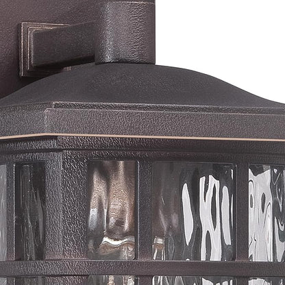 Quoizel Stonington Outdoor Wall Lantern, Coastal Armour 10.5 Inch 1-Light Palladian Bronze Vintage Wall Sconce, Clear Water Glass, 100W, Decorative Outside Lights for Patio, Porch, Garage or Yard
