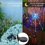 Solar Garden Firework Lights Outdoor Waterproof, 4 Pack Solar Lighting with 8 Lighting Modes , 120 LED Sparklers | Lumora