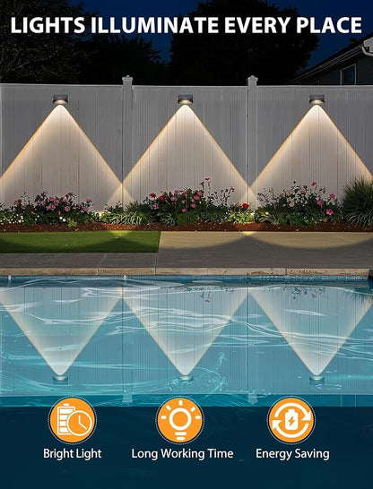 GBEAST Solar Fence Lights Outdoor, Ivory White Bright Led Fence Lights Outdoor Waterproof Solar Powered Wall Lighting, Dusk to Dawn Solar Deck Light for Backyard/Railing/Wall/Patio/Porch (2 Pack)
