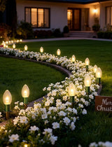 C9 Christmas Pathway Lights Outdoor, 38Ft Outside Christmas Decorations with 25 7W Clear Bulbs and Stakes | Lumora