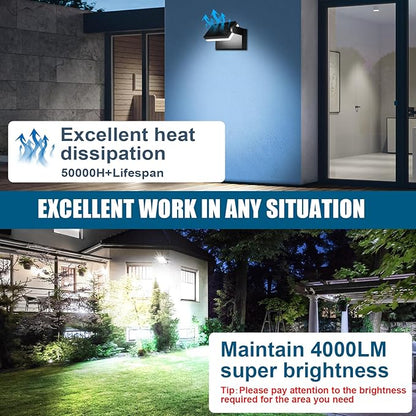 40W LED Wall Light, 4000LM 5000K 360° Wide-Angle Exterior Wall Floodlights, IP66 Waterproof Commercial Outdoor Wall Mount Fixture Wall Pack Security Ideal Lighting for Garage(4 Packs)