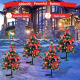 Solar Christmas Trees Decorations, 2 Pack Solar Powered Xmas Tree Lights, Pathway Lights with Multi-Color Lights | Lumora