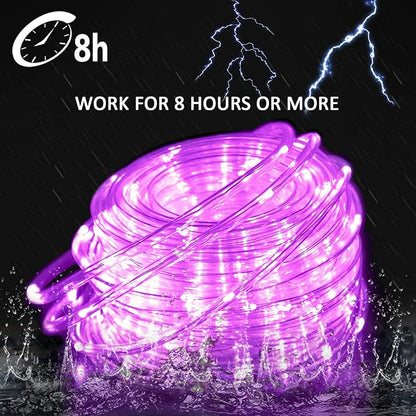 JMEXSUSS 200 LED Pink Solar Rope Lights,72ft 8 Modes Solar Rope Lights Outdoor Waterproof LED, Pink Solar Fairy Lights for Fence,Gazebo,Yard,Walkway