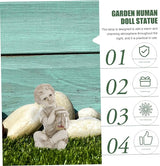 Garden Solar Powered Little Boy Figurines Statue Solar Lights Outdoor Boy Statue | Lumora