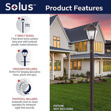 Solus 7-Foot Direct Burial Lamp Post – Aluminum Outdoor Light Pole with Decorative Cross Arm & Dusk-to-Dawn Sensor | Lumora