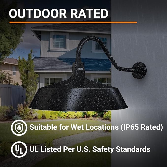 21in. Satin Black Oversized Outdoor Gooseneck Barn Light Fixture With 22in. Long Arm - Wall Sconce Farmhouse | Lumora