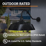 21in. Satin Black Oversized Outdoor Gooseneck Barn Light Fixture With 22in. Long Arm - Wall Sconce Farmhouse | Lumora