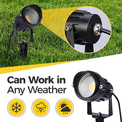 Outdoor Landscape Lighting 10W,120V AC,Warm White Waterproof LED Landscape Lights for Yard,Patio,Lawn, Wall, Flood,Driveway,Tree Lighting,Metal Ground Stake (2 Packs)