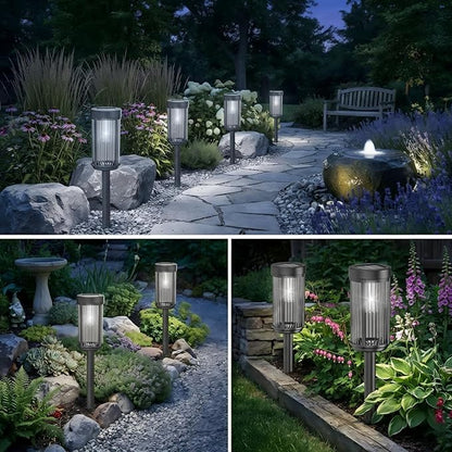 Sparkblaze 2 Pack Solar Garden Lights Outdoor, Decorative Solar Pathway Lights for Yard Auto On/Off Landscape Lighting for Walkway, Lawn, Garden, Waterproof Solar Stake Lights. (2, Cold White)