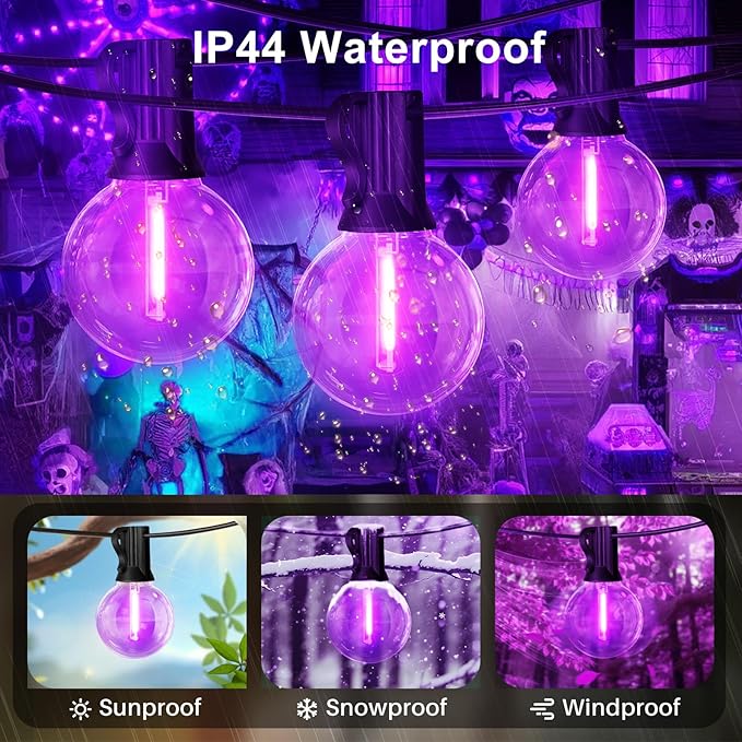 LAMPHOME G40 LED Outdoor Halloween String Lights, 26FT Patio Light with 12+1 Edison Shatterproof Bulbs(1Spare) | Lumora
