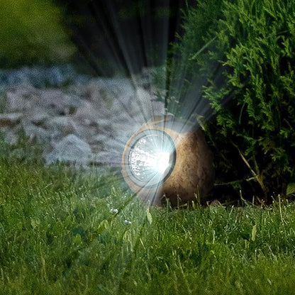 Pure Garden Solar-Powered Rock Outdoor Lights - All-Weather Faux-Stone LED Solar Lights Set for Paths, Gardens, and Landscaping, 8-Pack