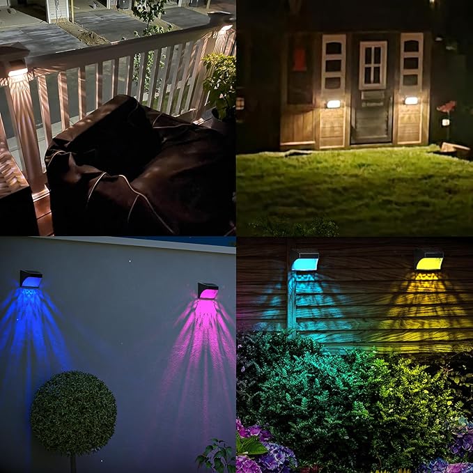 Solar Powered Fence Deck Lights Outdoor Waterproof Led IP65 RGB Color Changing/Warm White Auto On/Off Solar Step | Lumora