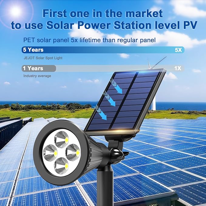 Solar Lights Outdoor Waterproof IP65,3000K Super Bright LED,2 Lighting Modes, Solar Powered Yard Garden Solar Spot | Lumora