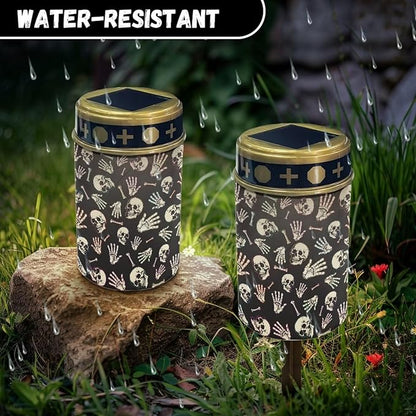 ZOUTAIRONG Skull Solar Light for Cemetery Grave 6 Pack Solar Garden Lights 6 Pack Solar Garden Lights Outdoor Solar Pathway Lights Outdoor Cemetery Solar Lights for Grave Solar Lights