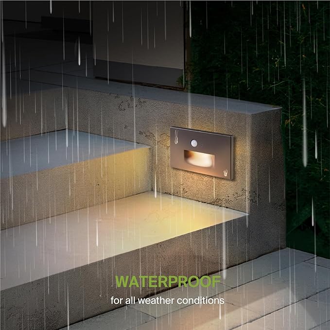ASD LED Recessed Step Light Fixture, Dusk to Dawn Outdoor Tread Lighting | 3CCT, Motion Sensor, Photocell | Lumora