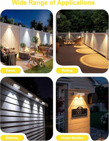 Solar Fence Lights Outdoor with Remote, 8 Pack, 9 Fixed Colors ＆ Color Changing Solar Lights Outdoor Waterproof IP65 Dusk-to-Dawn Vinyl Fence Lights for Patio, Railing, Pool, Porch, Backyard