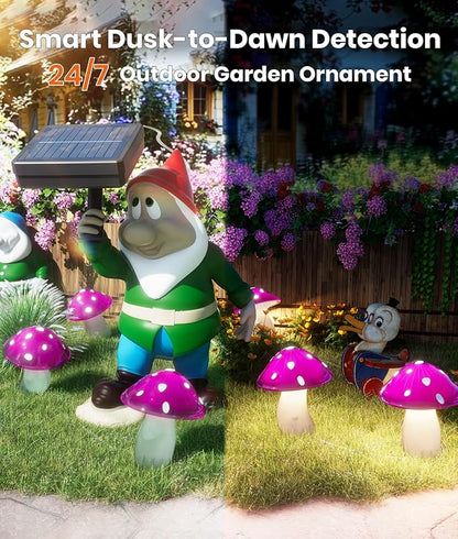 Solar Mushroom Lights Outdoor 9 Pack, Garden Outdoor Decor, 8 Lighting Modes, IP65 Waterproof, Crystal-Clear Fairy Decoration for Pathway/Yard/Flower Bed/Patio/Landscape/Backyard/Dwarf, String 30 FT