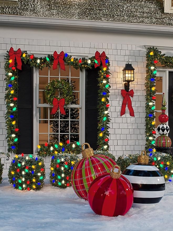 C9 LED Multicolor Christmas Lights, 25Ft Vintage C9 Christmas Lights with 26 LED Ceramic Colorful Bulbs, Hanging Connectable Xmas String Lights for Patio Garden Holiday Home Xmas Decor