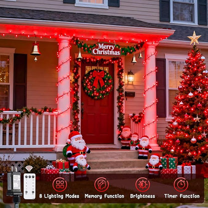 JMEXSUSS 400 LED Red Christmas Lights, 132ft Red String Lights Plug in with Remote, 8 Modes Christmas String Light Outdoor Indoor for Tree Garden Yard Porch House Decorations