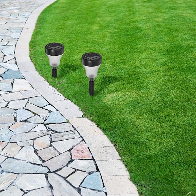Kichvoe 2pcs Solar Garden Pathway Lights LED Outdoor Waterproof Lawn Lanterns with Warm White Glow and Stakes for Yard Patio Landscape Decorations