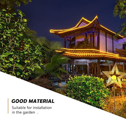 Kichvoe Outdoor Solar Garden Ground Inserting Lamp Iron Craft Hollow-Out Star Landscape Light Solar Powered Yard Path Decorative Stake