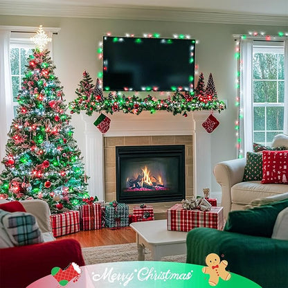 JMEXSUSS 400 LED Red White and Green Christmas Lights, 132ft Christmas Tree Lights with Remote, Outdoor Indoor String Light Plug in for Tree Patio House Yard Bush Decor
