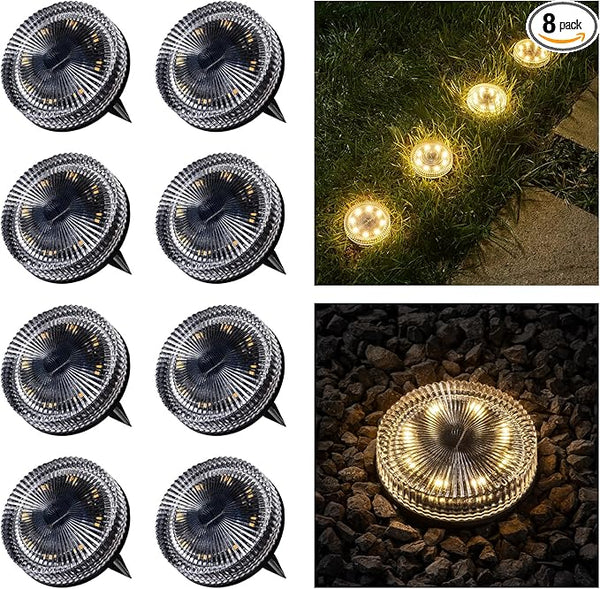Glass Solar Ground Lights with Ray Style, Modular-Design Waterproof In-Ground Light for Patio Pathway Lawn Yard | Lumora