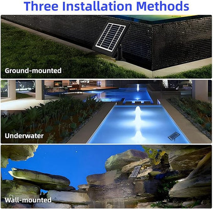 Solar Lights, Garden Outdoor Proof Water, LED Solar Pathway Lights with 3 Adjustable Heads, Stake Included, 2200mAh Battery, for Landscape, Yard, Pool, Walkway (Warm White, (RGB Color)