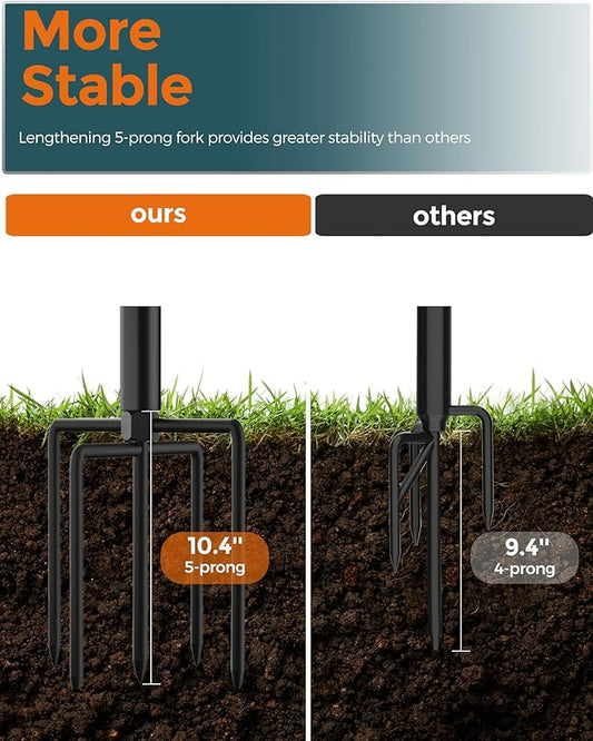 LAND·VOI Metal String Light Poles for Outside Hanging - Backyard, Garden, Patio, 2 Pack Lighting Stand with Adjustable Height for Outdoor Parties, Wedding, Extra-Long 5-Prong Claws, (10FT) FLP02B