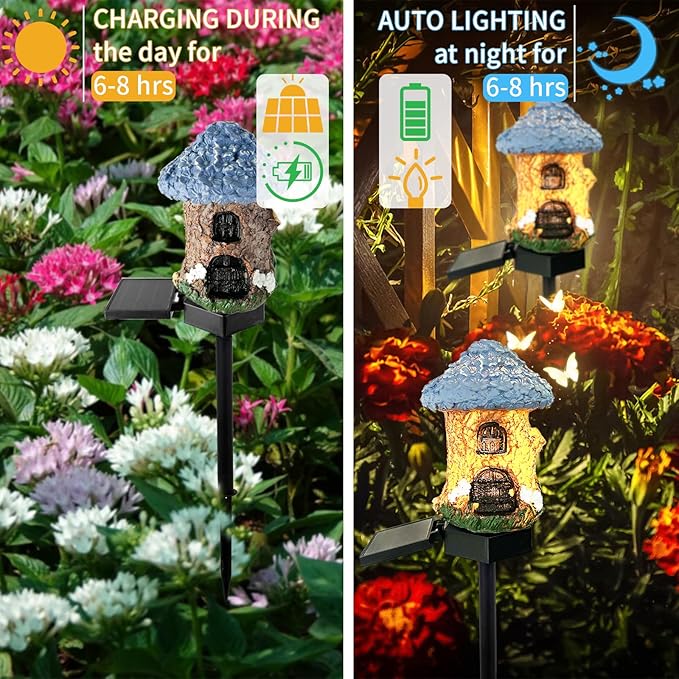 Mushroom Solar Lights Outdoor, Waterproof Fairy Houses Light Mushroom Garden Decor Decorative Solar Powered Garden | Lumora