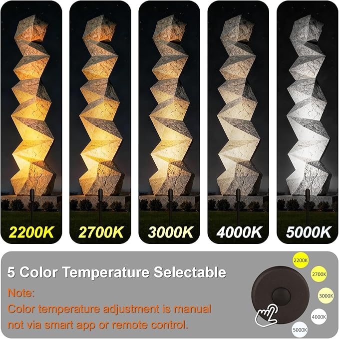 Mini LED Landscape Spotlights, 16'' Tall Pole, 5CCT 5W 12 Volt Wired Low Voltage Bronze Landscape Small Spotlights for Outdoor Tree Flag House Pathway Driveway, 60° Beam Angle, 1PK