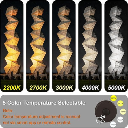 Mini LED Landscape Spotlights, 16'' Tall Pole, 5CCT 5W 12 Volt Wired Low Voltage Bronze Landscape Small Spotlights for Outdoor Tree Flag House Pathway Driveway, 60° Beam Angle, 1PK