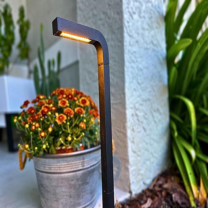GKOLED Low Voltage Landscape Lighting, Outdoor LED Path Lights, 3W 9-15V AC/DC Garden Light for Yard, Lawn, Pathway, Walkway, Die-cast Aluminum Housing, Black, 6 Pack