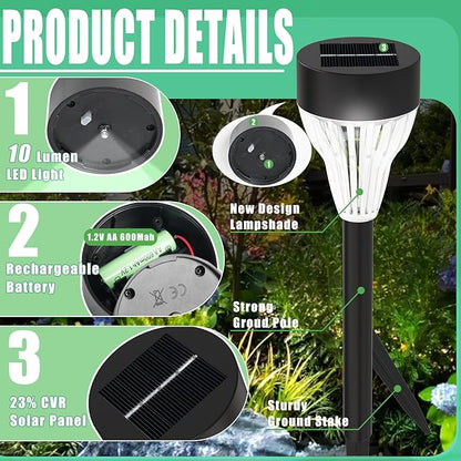 Solar Pathway Lights, 8 Pack LED Outdoor Waterproof, Auto On/Off Solar Garden Lights for Yard, Lawn, Walkway & Driveway Landscape Lighting (8)