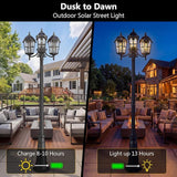 Emliviar 82.7" 3-Head Outdoor Solar Lamp Street Lights, Dusk to Dawn Post Lighting for Driveway Garden, LED | Lumora